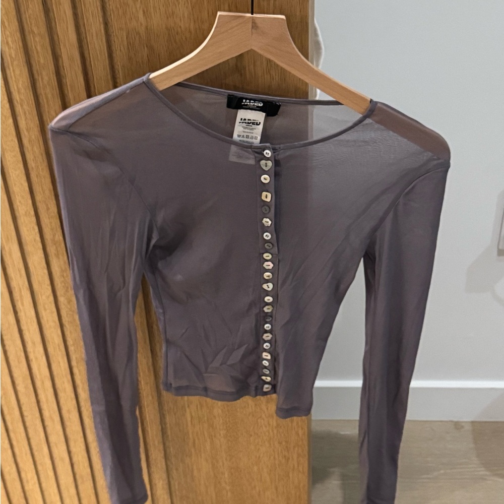 Jaded London Sheer Purple Button-Down Shirt
